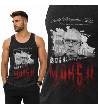 tank-top patriotyczny MAKSYMILIAN KOLBE CZARNA
